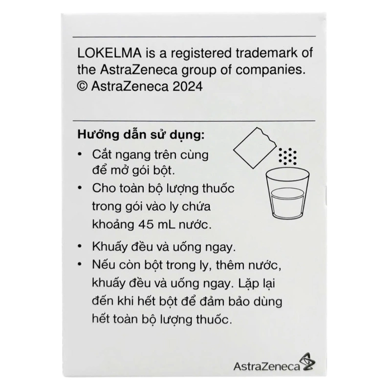 Bột pha hỗn dịch uống Lokelma điều trị tăng kali máu (30 gói x 5g) - 1